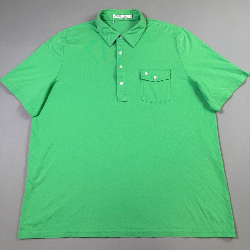 Criquet Polo Mens XXL Green Pima Cotton Short Sleeve Players Shirt Shamrock